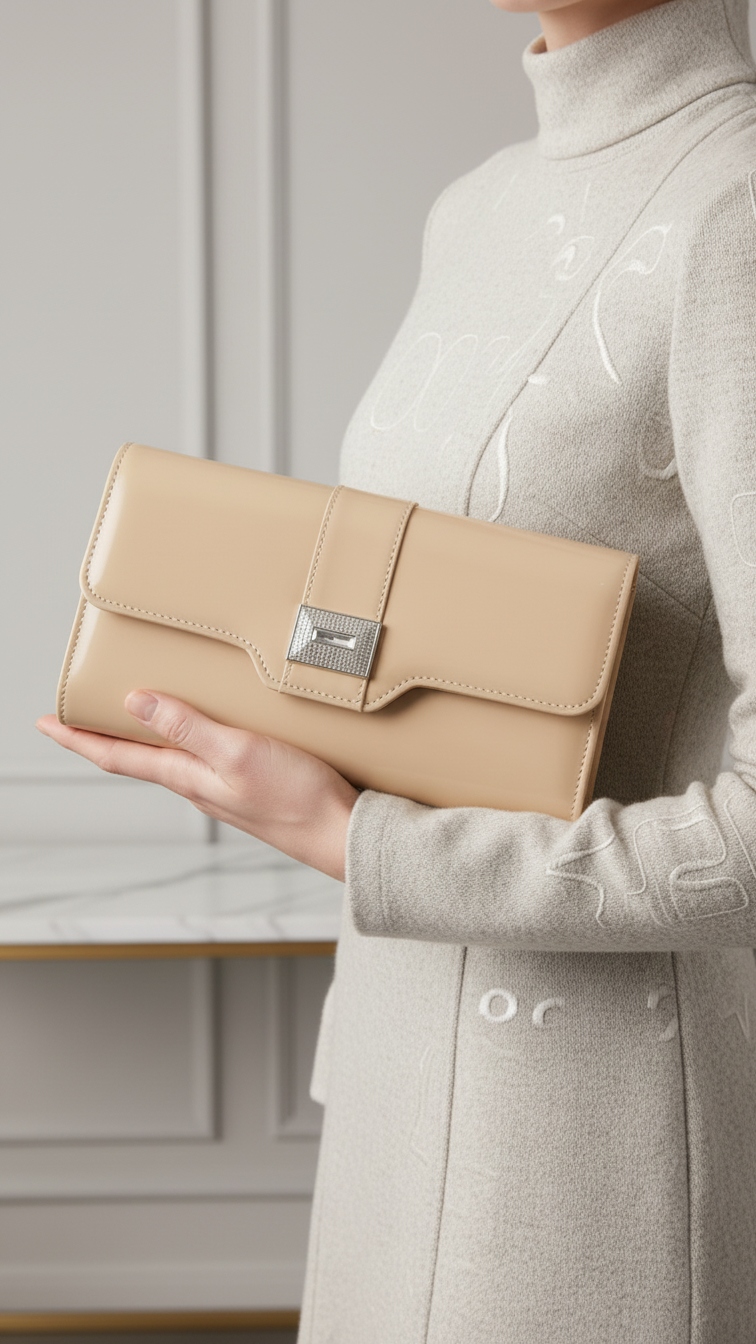 Beige Formal Clutch For Women P24209