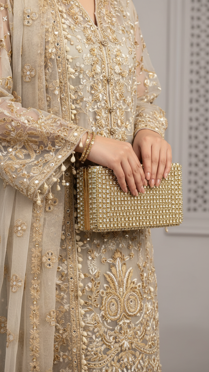 Golden Bridal Clutch P24229