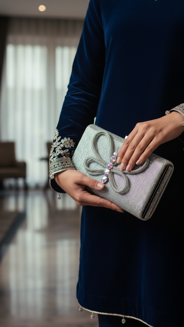AB Silver Fancy Clutch p24233