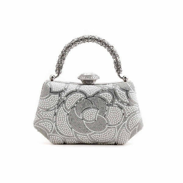 حقيبة كلاتش فضية للعروس P24250