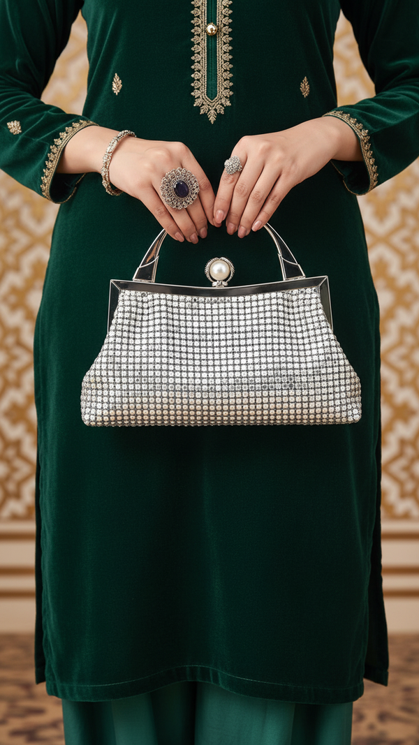 AB Silver Bridal Clutch p24272