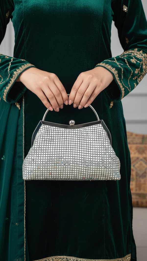 AB Silver Bridal Clutch P24304