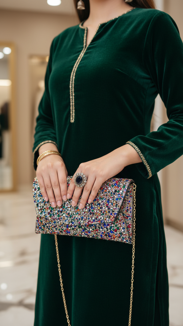 حقيبة يد الزفاف السوداء P24323