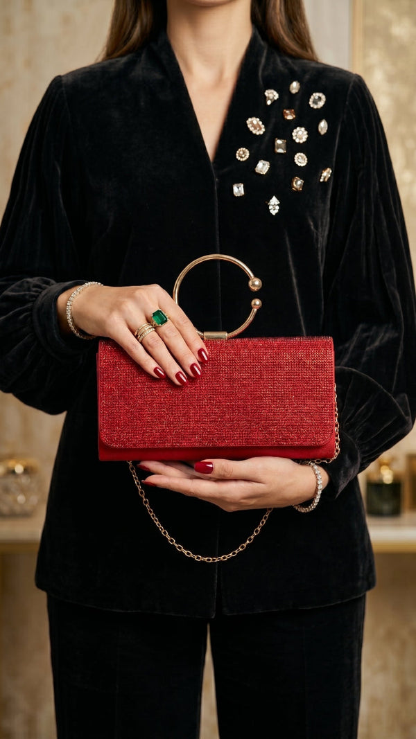 Red Fancy Clutch P24329