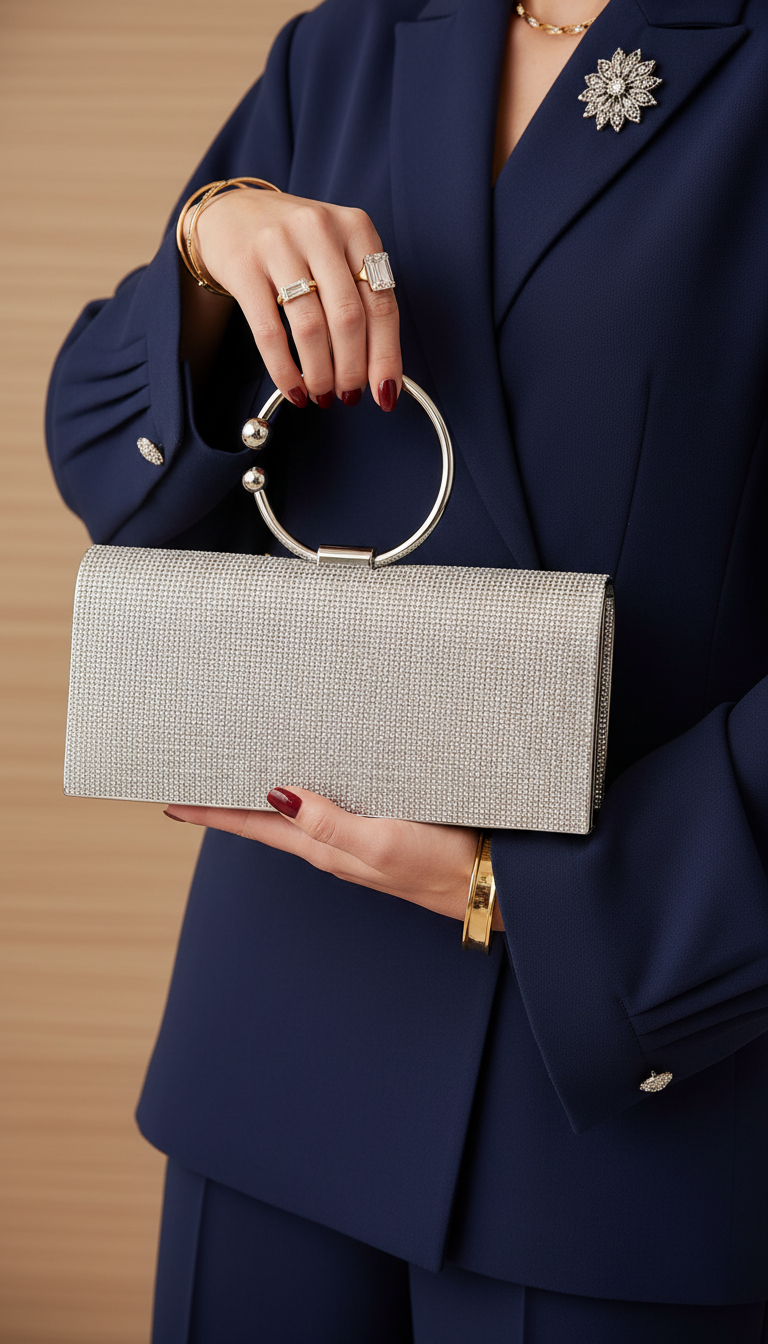 AB Silver Fancy Clutch P24329