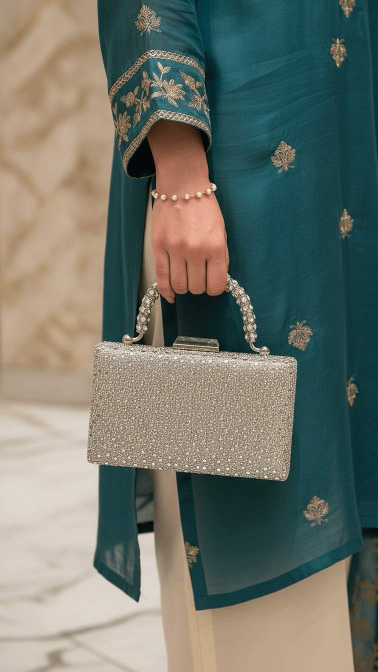 Silver Bridal Clutch P24342