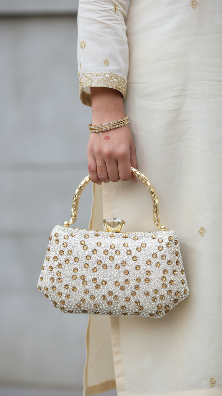 Golden Women Fancy Clutch P24387