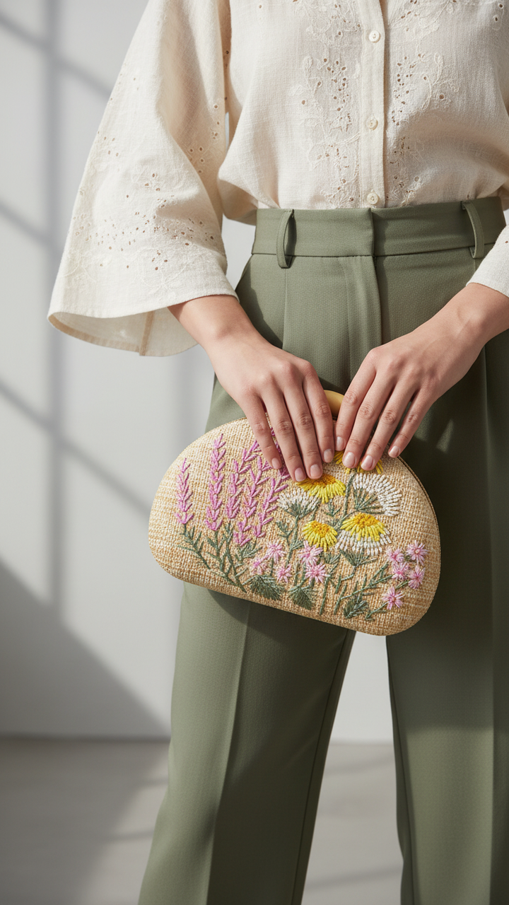 Beige Women Fancy Clutch P24388
