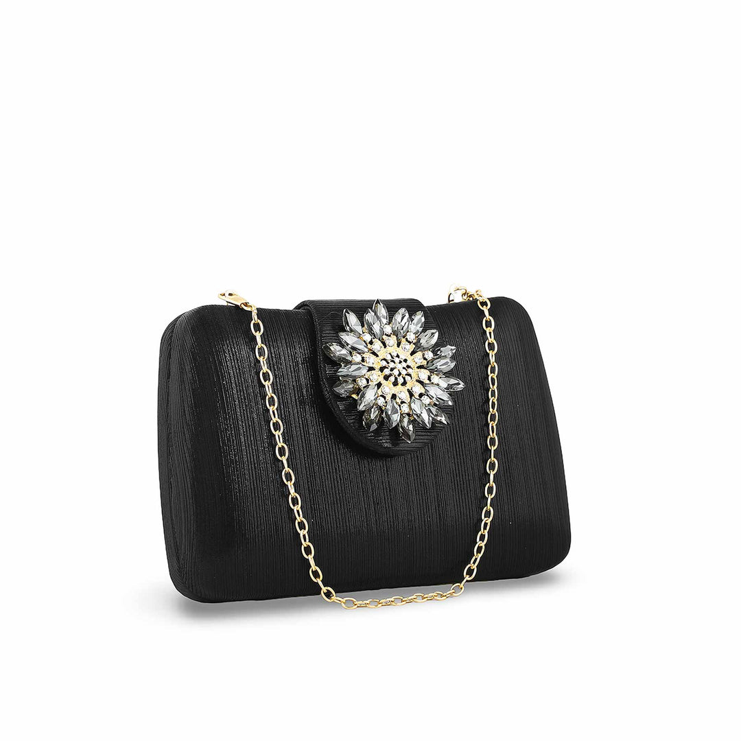 Black Fancy Clutch P24391