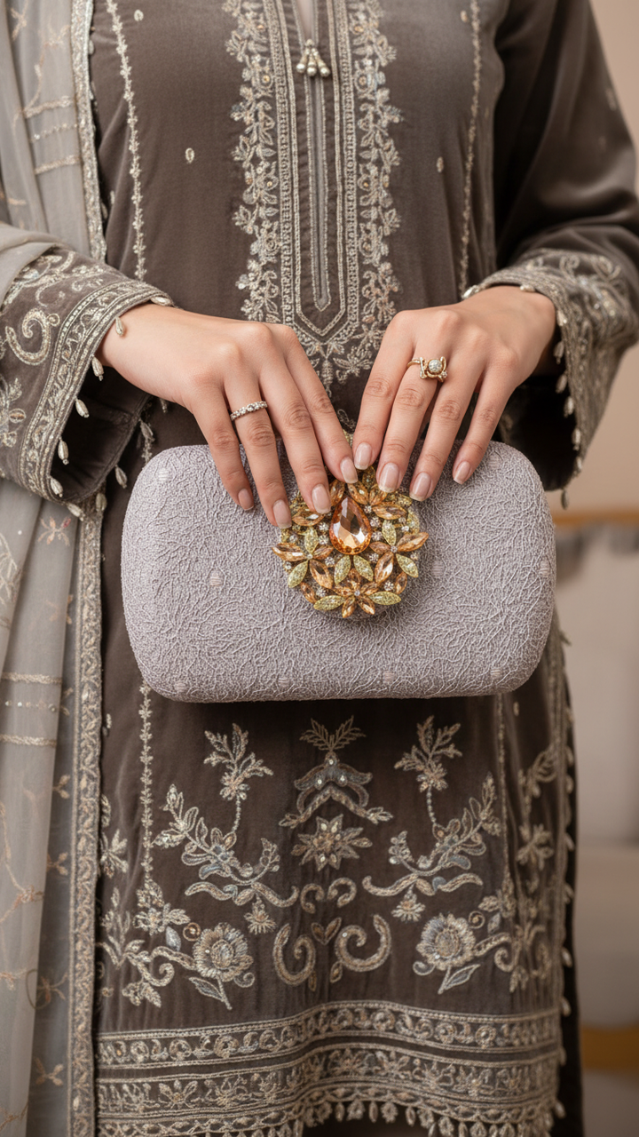 Champagne Fancy Clutch P24392