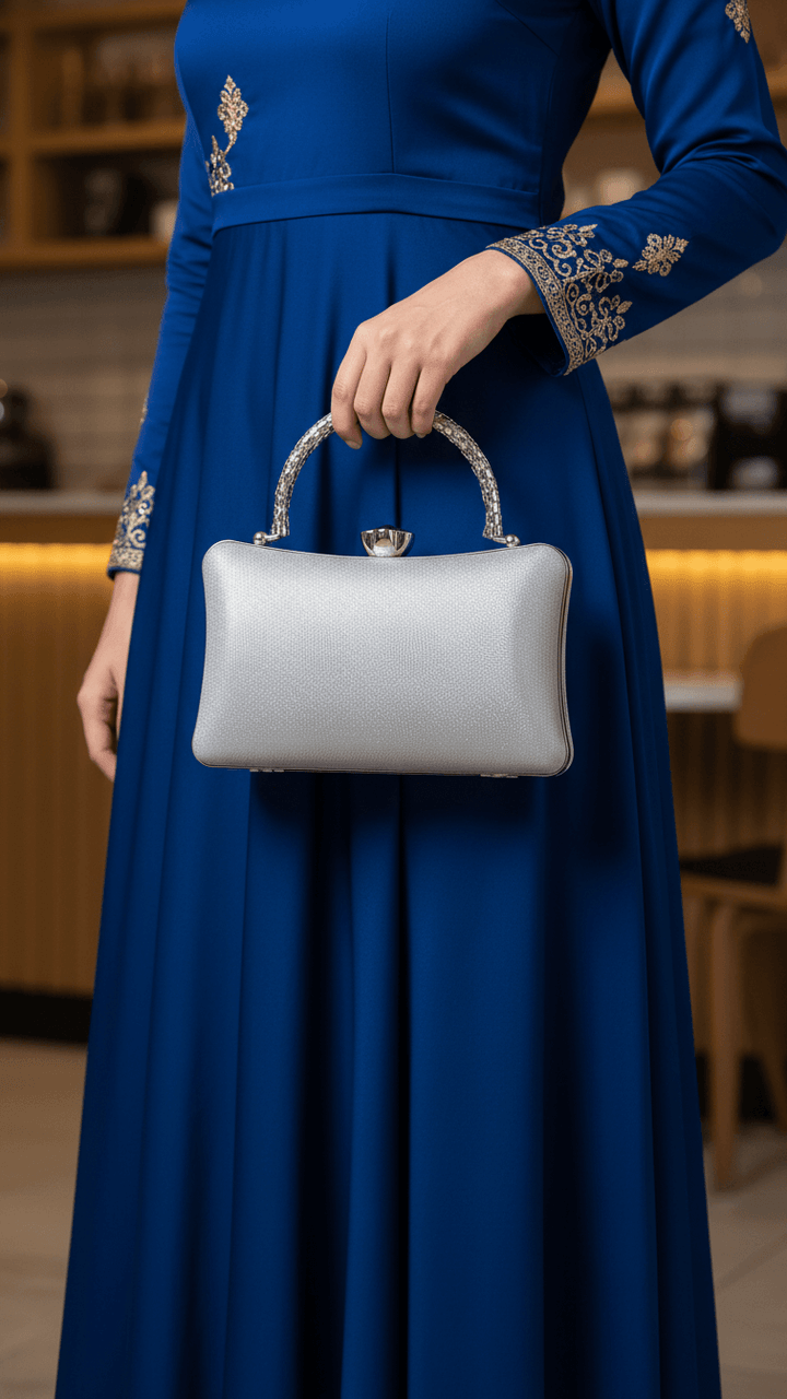 حقيبة يد فضية فاخرة للنساء P24403