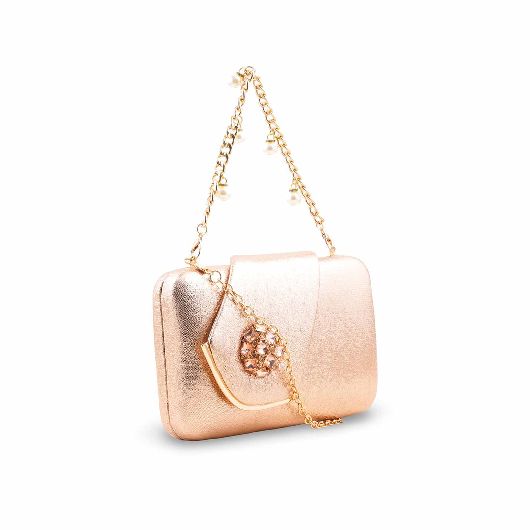 Champagne Fancy Clutch For Ladies P24407