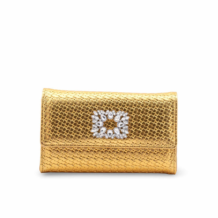 Golden Formal Clutch For Ladies P24424