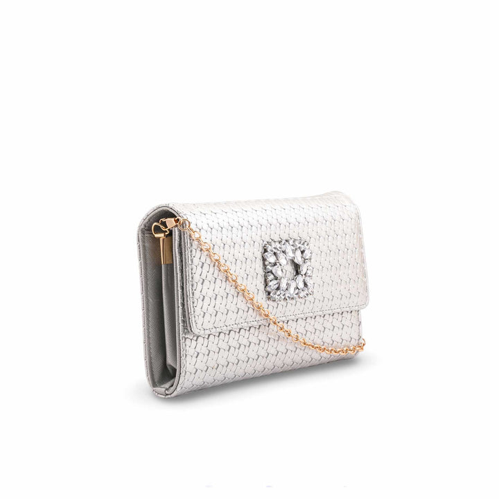 Silver Formal Clutch For Ladies P24424