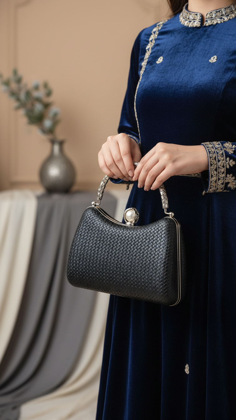 Black Formal Clutch For Women P24431