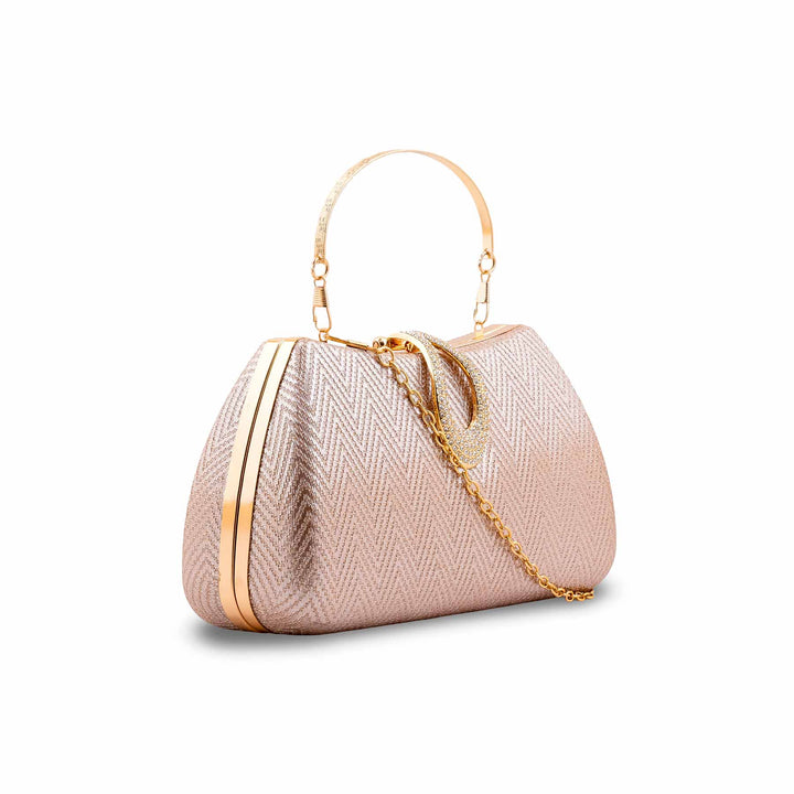 Champagne Fancy Clutch For Ladies P24433