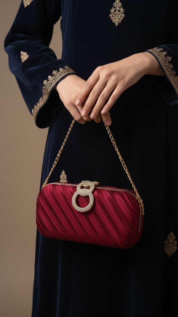 Maroon Formal Clutch For Ladies P24440