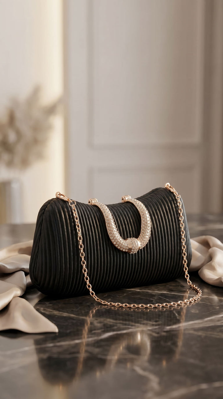 Black Fancy Clutch For Ladies P24444