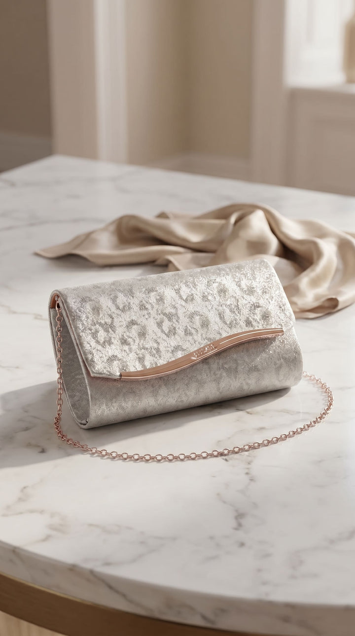 Silver Fancy Clutch For Ladies P24458