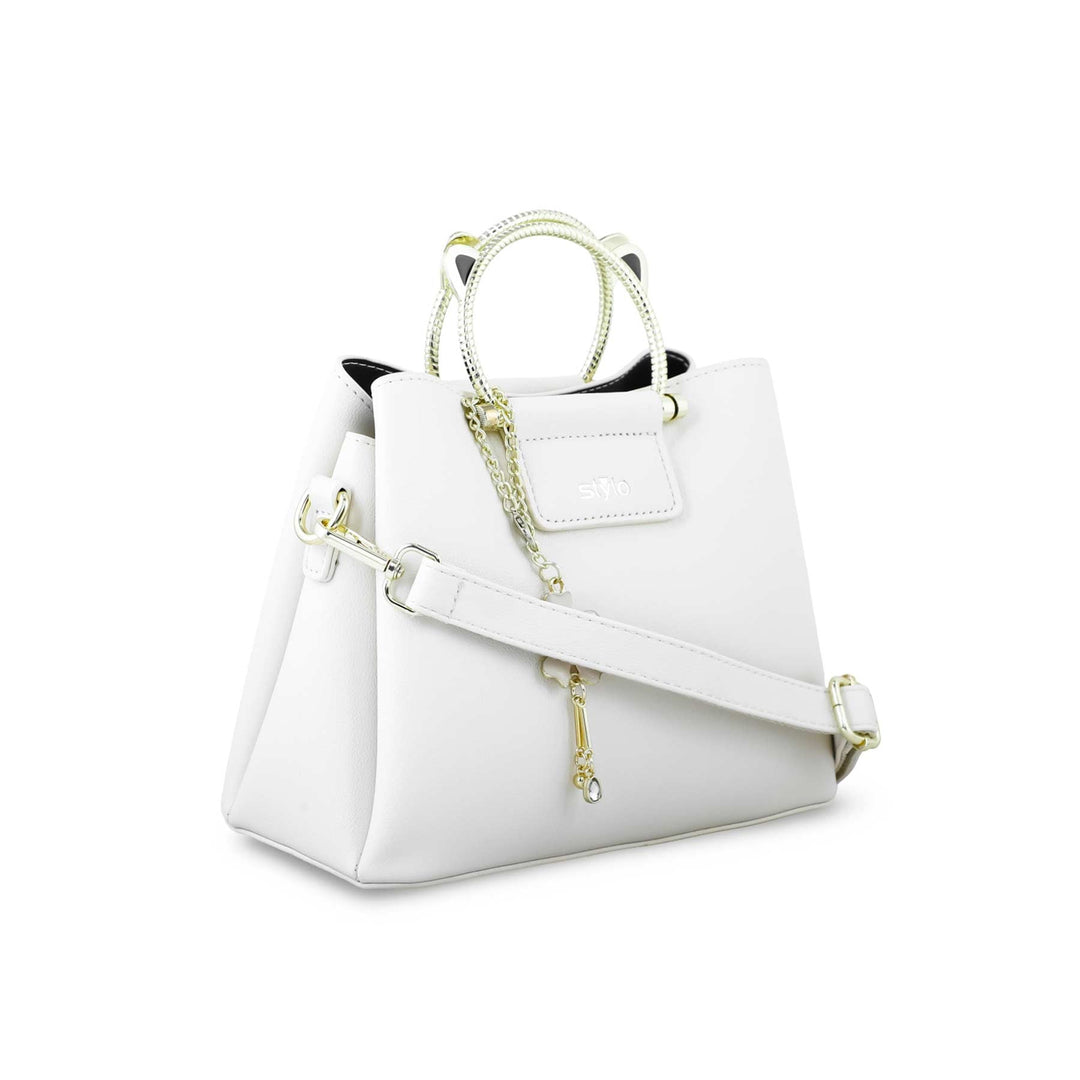 White Formal Hand Bag P36267