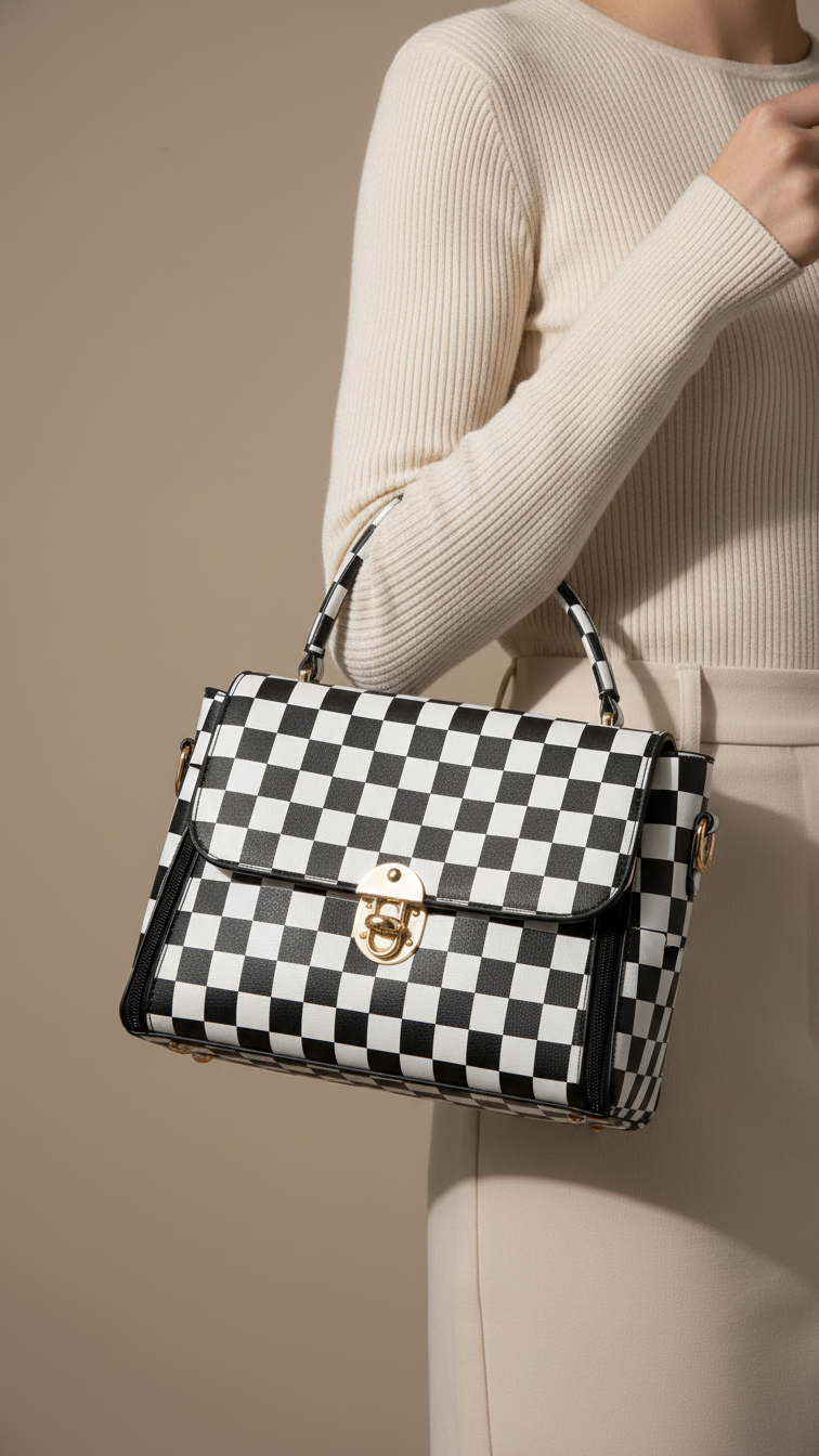 Blkwht Formal Hand Bag P36281
