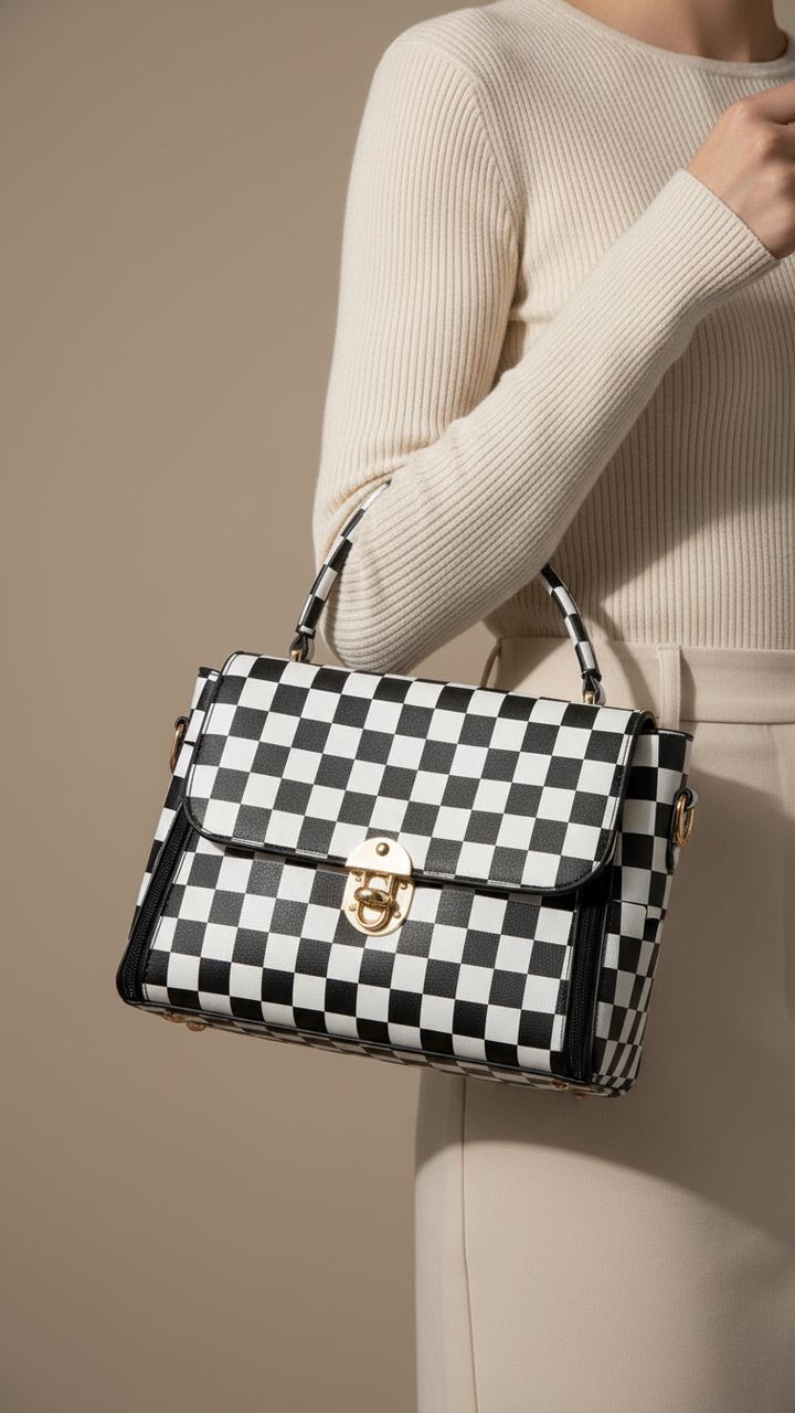 Blkwht Formal Hand Bag P36281