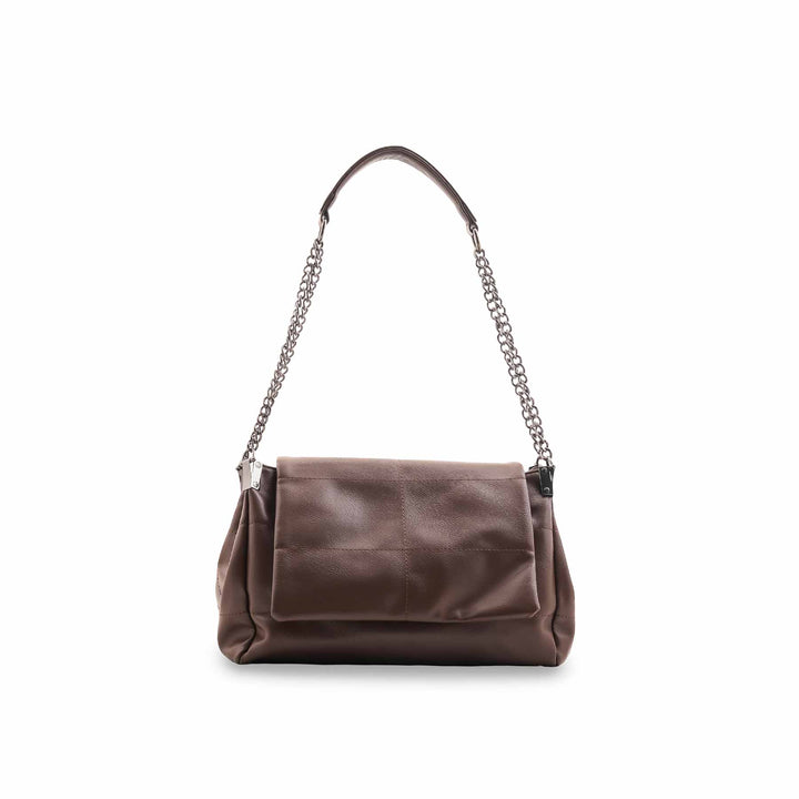 Coffee Formal Shoulder Bag For Ladies P36476