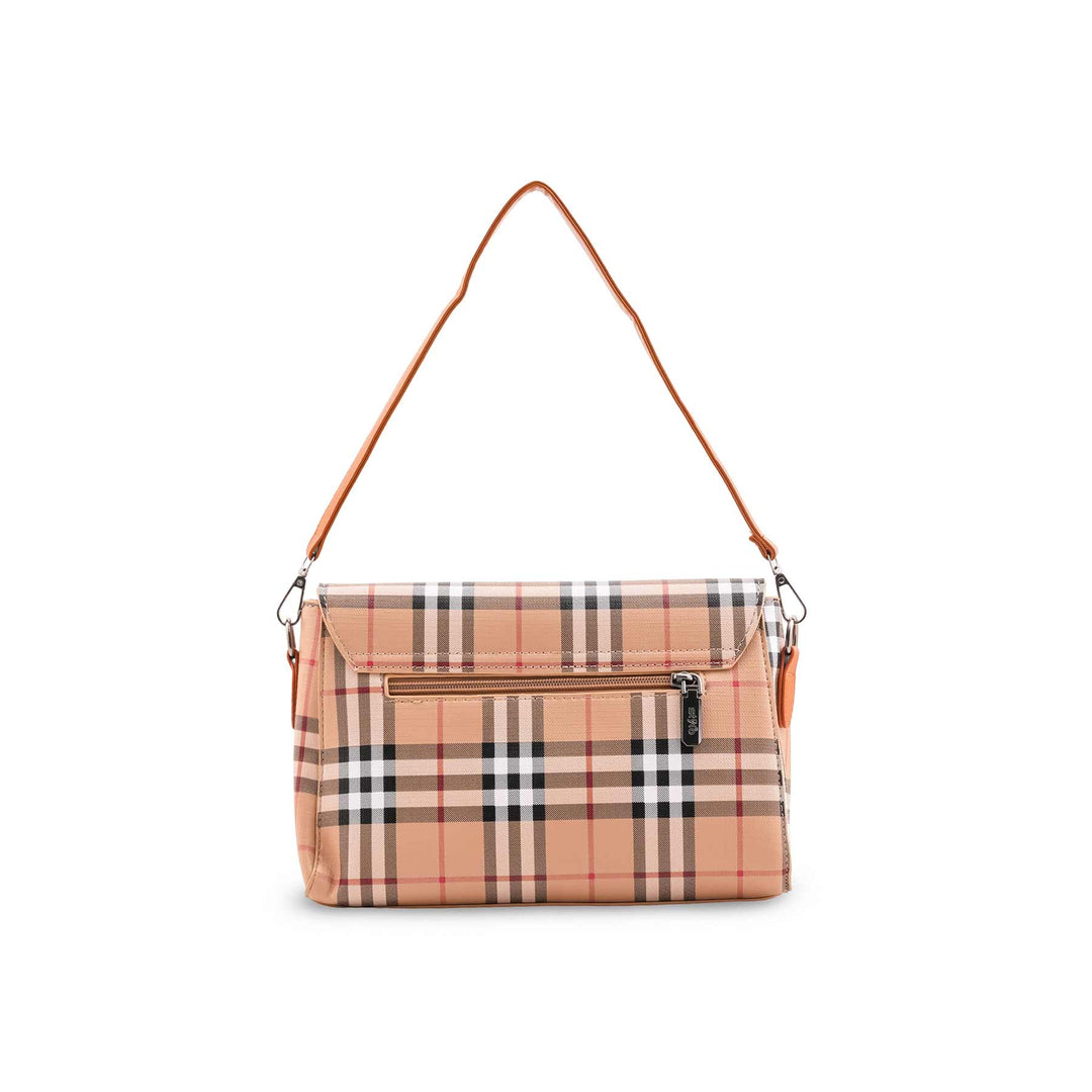 Beige Formal Shoulder Bag For Ladies P36536