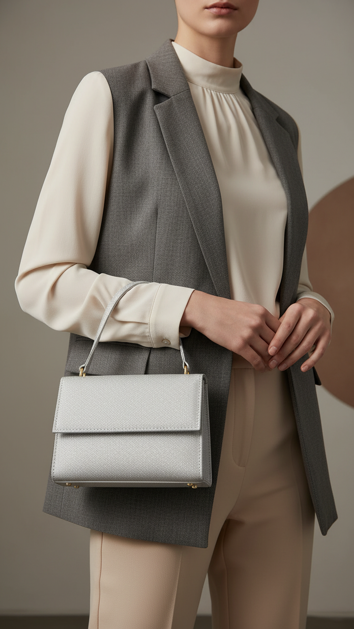 Silver Casual Shoulder Bag For Ladies P55703
