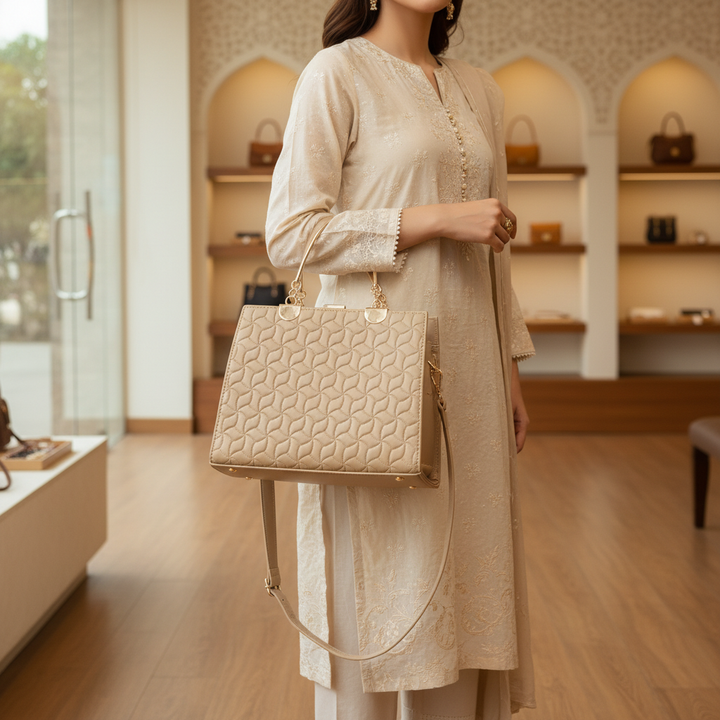 شنطة يد كاجوال بلون بيج فاتح للنساء P56224