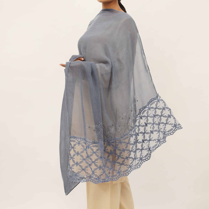 Blue Embroidered Stole PD5245