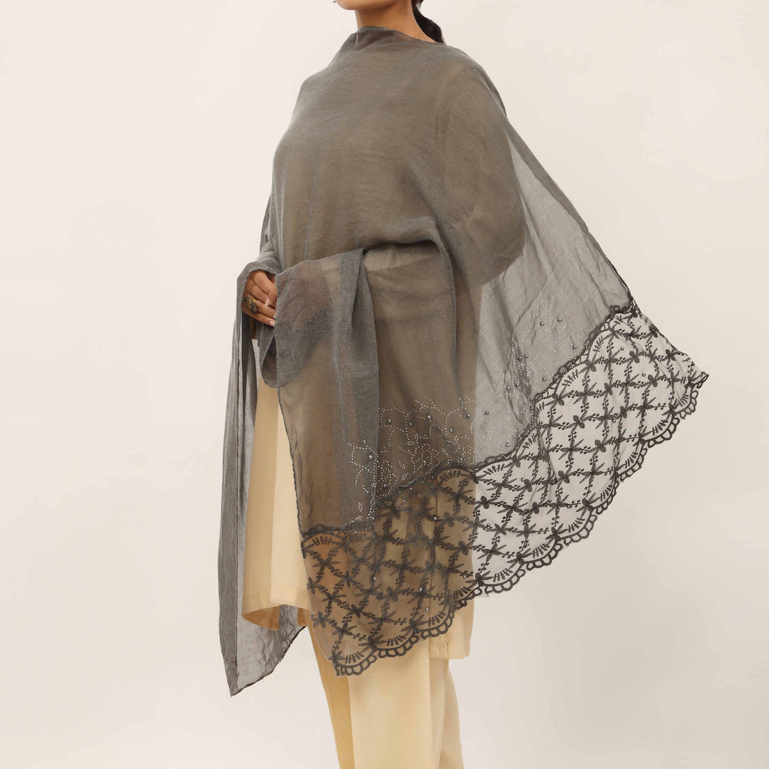 Black Embroidered Stole PD5246