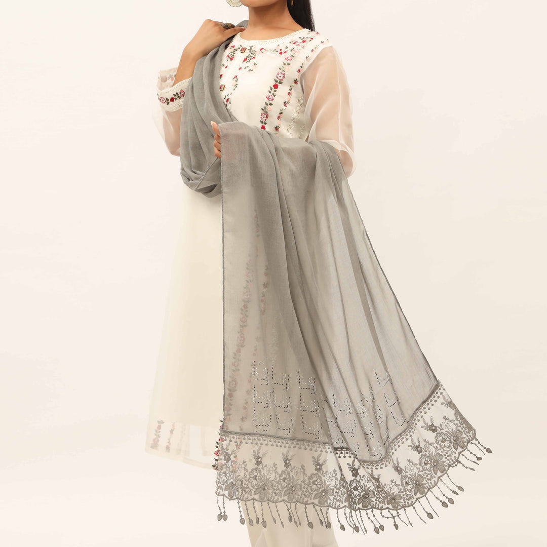 Grey Embroidered Stole PD5247