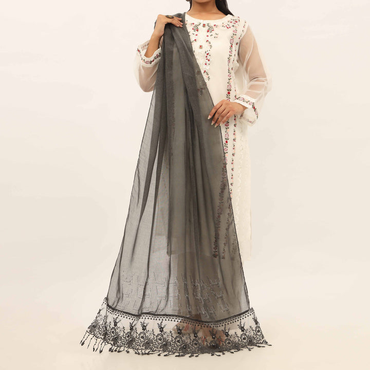 Black Embroidered Stole PD5250