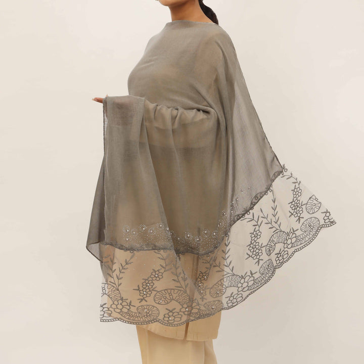 Grey Embroidered Stole PD5252
