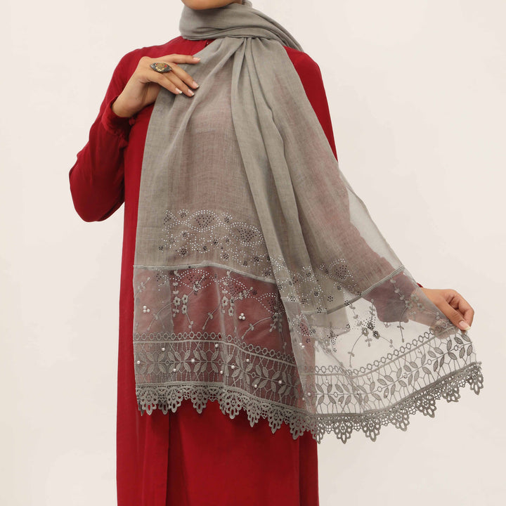 Grey Embroidered Stole PD5259