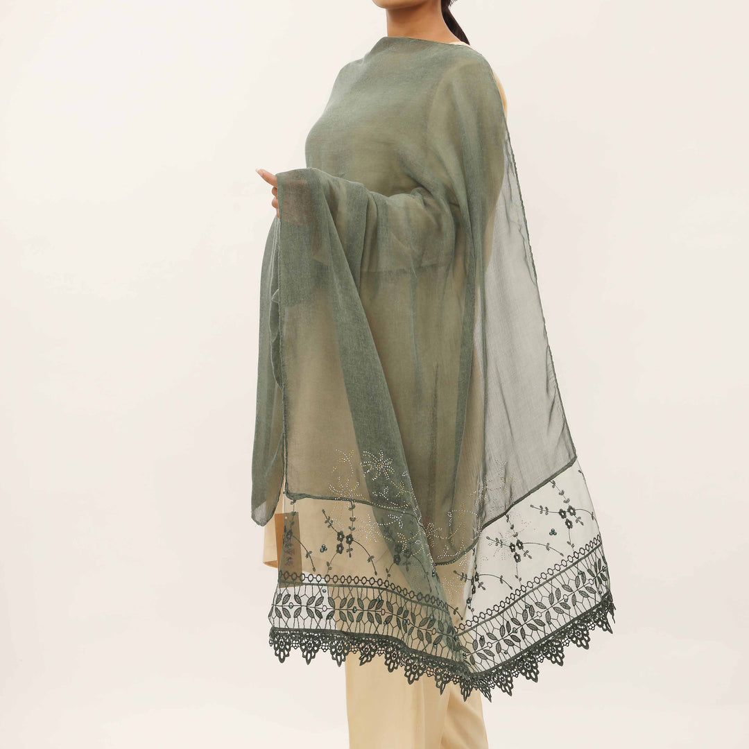 Green Embroidered Stole PD5260