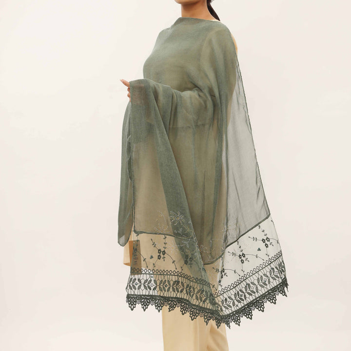 Green Embroidered Stole PD5260