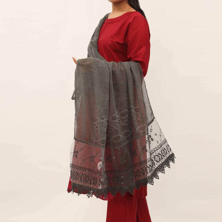 Black Embroidered Stole PD5262
