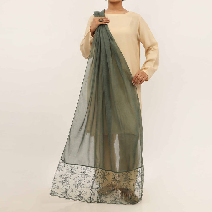 Green Embroidered Stole PD5263