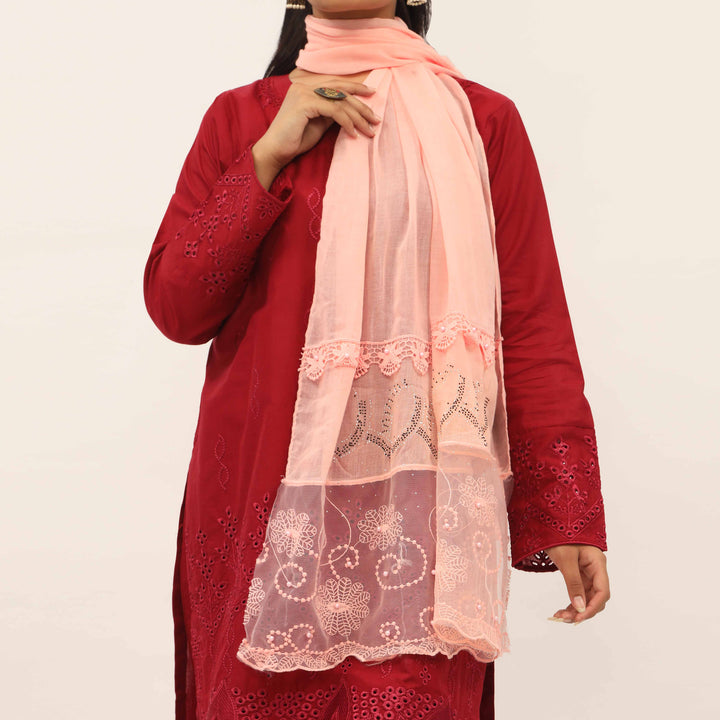 Peach Embroidered Stole PD5270