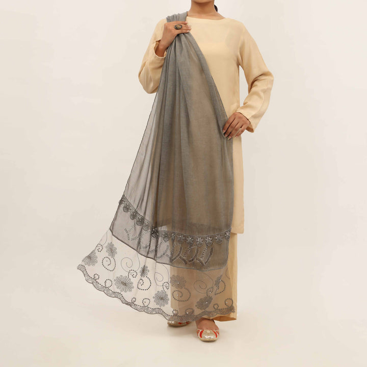 Grey Embroidered Stole PD5271