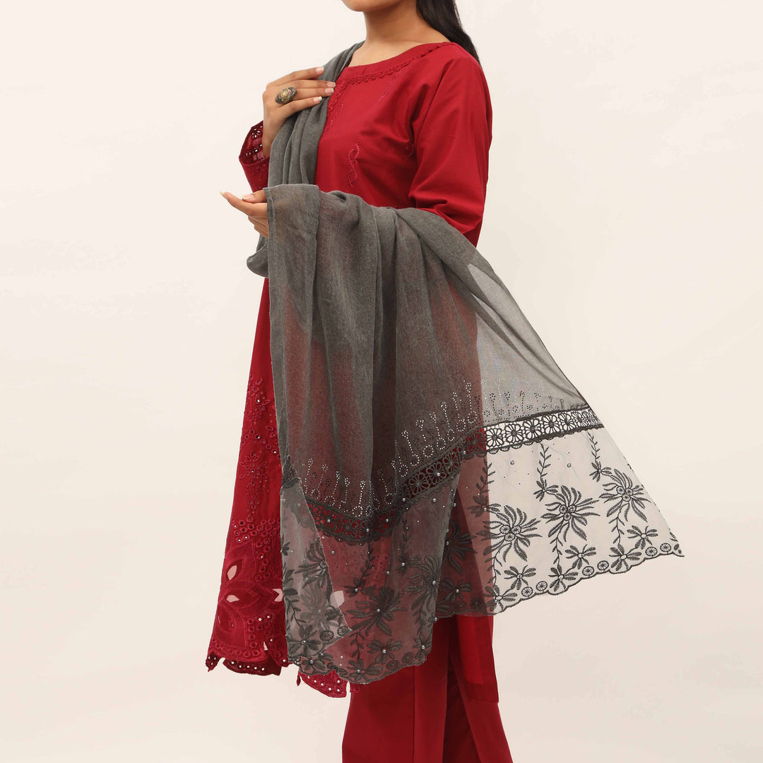 Black Embroidered Stole PD5281