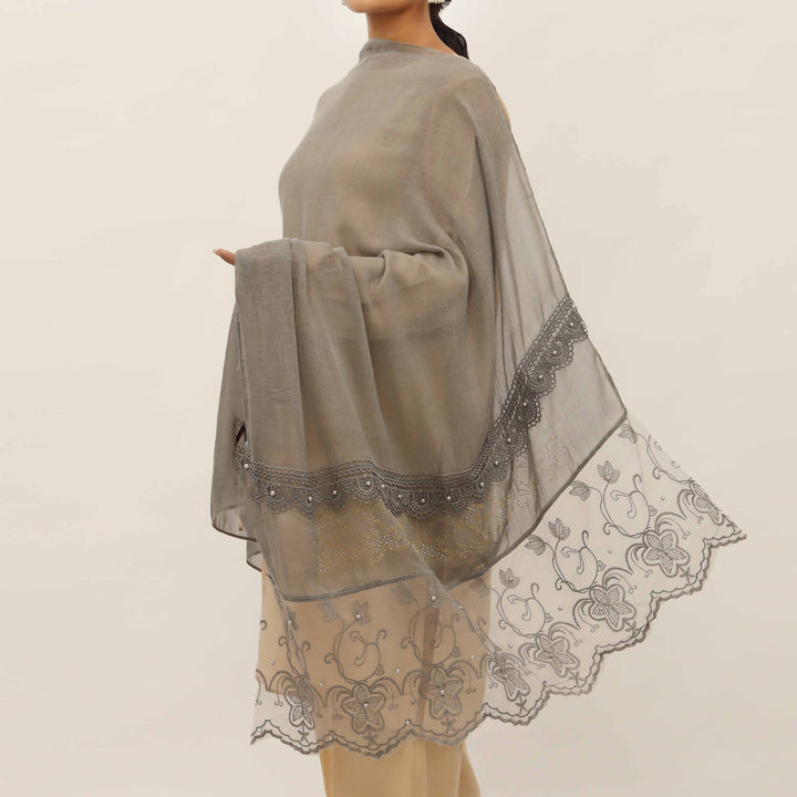 Grey Embroidered Stole PD5282