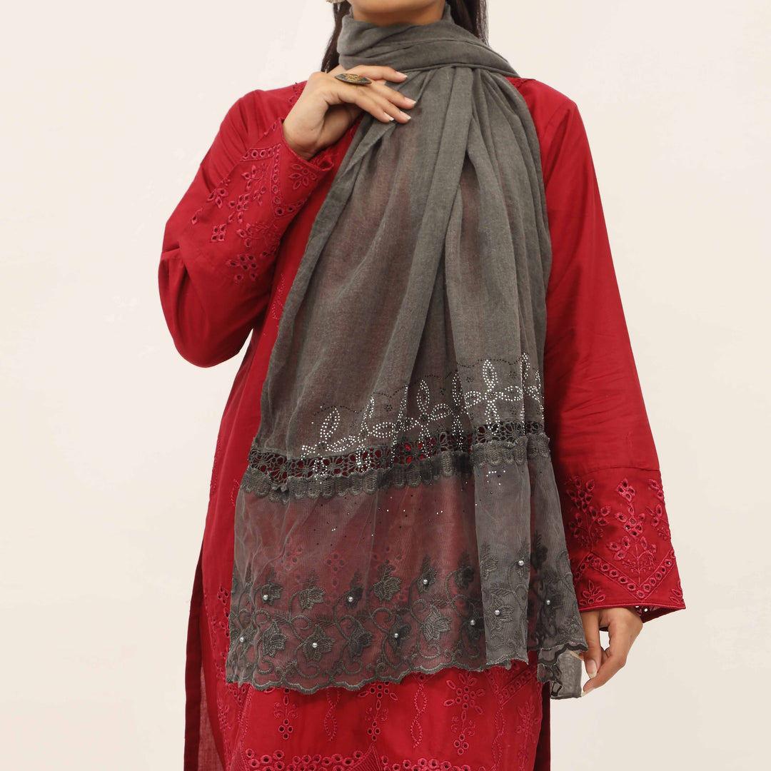 Black Embroidered Stole PD5289