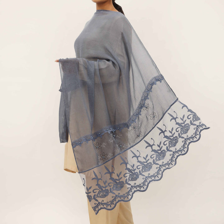 Blue Embroidered Stole PD5292