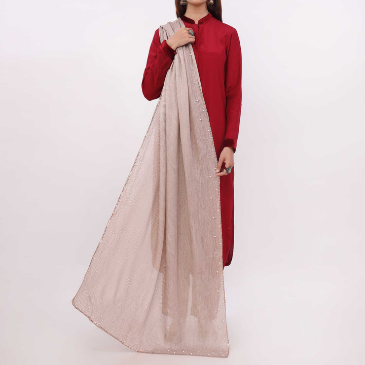 Beige Embroidered Stole PD5294