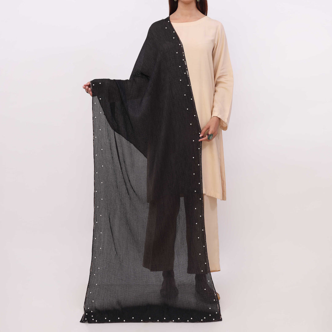 Black Embroidered Stole PD5295