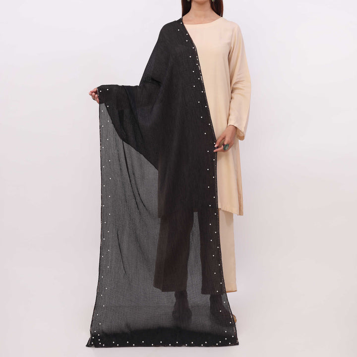 Black Embroidered Stole PD5295
