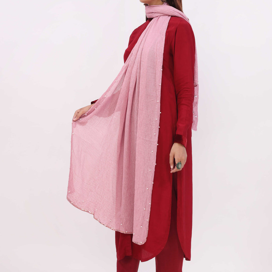 Pink Embroidered Stole PD5297